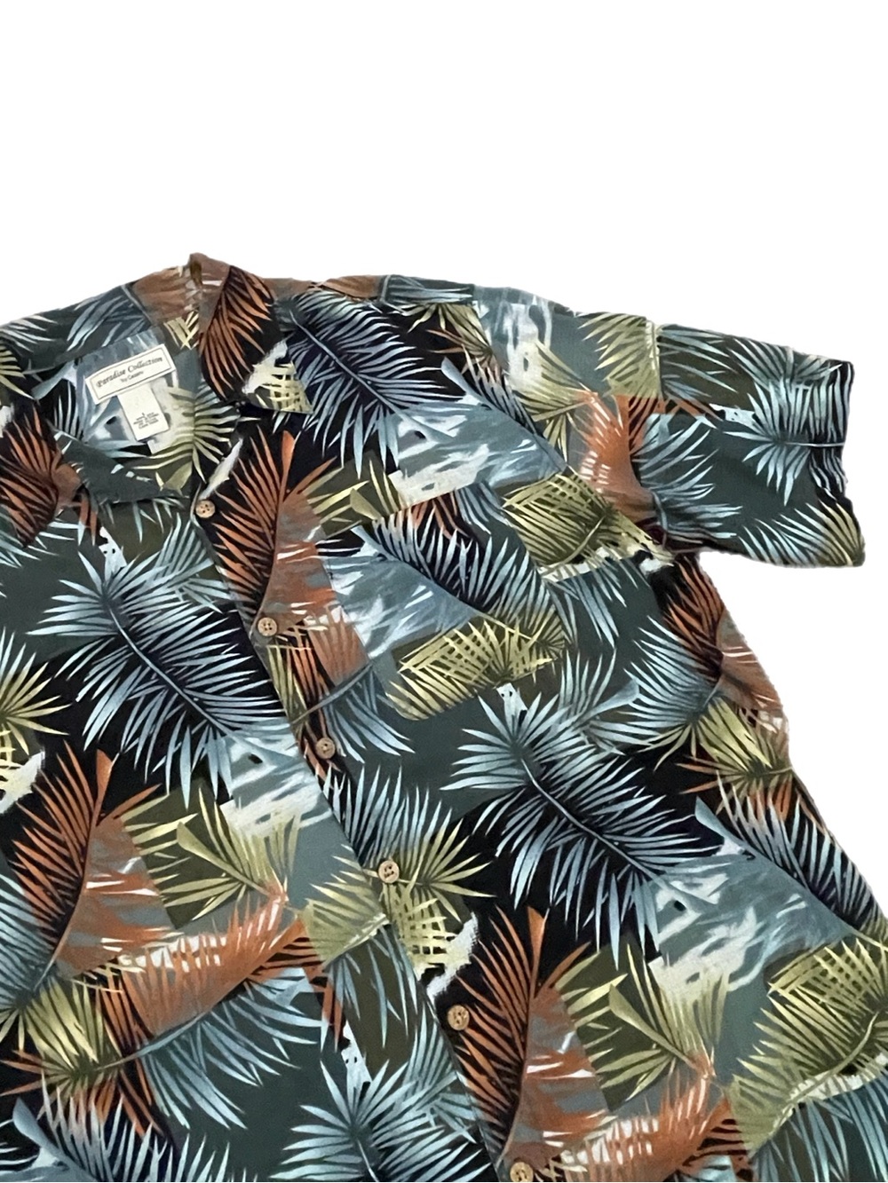 Mens Silk Tropical Palm Tree Hawaiian Camp Shirt Paradise Collection Cezani L